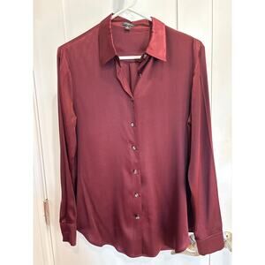 Ann Taylor burgundy silk blouse W size M